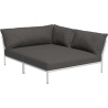 Level 2 sofa – right cozy corner – dark grey Basic fabric (98) + muted white base (43) – Houe