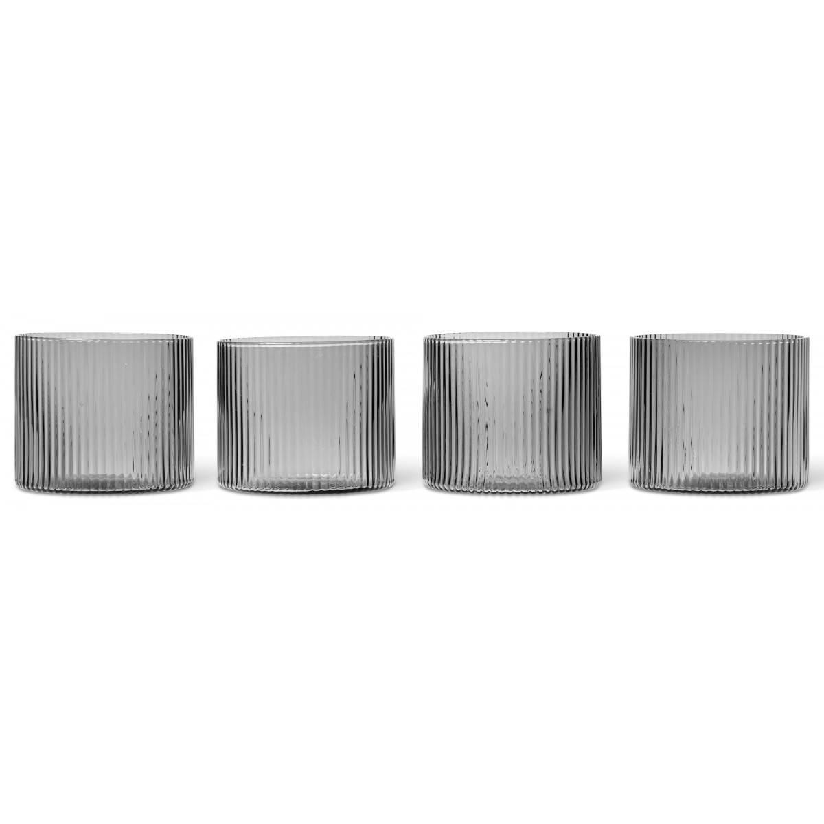 4 verres bas Ripple gris fumé - Ferm Living