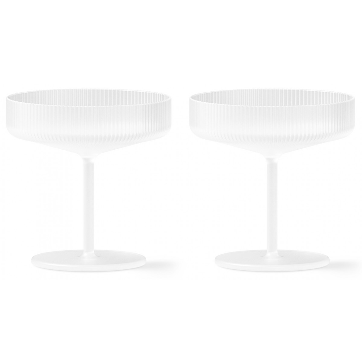 2 x Champagne saucers Ripple frosted - Ferm Living