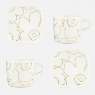 Piirto Unikko 120 set – coffee cups 2dl and plates 10x10cm, 2 pcs - Marimekko