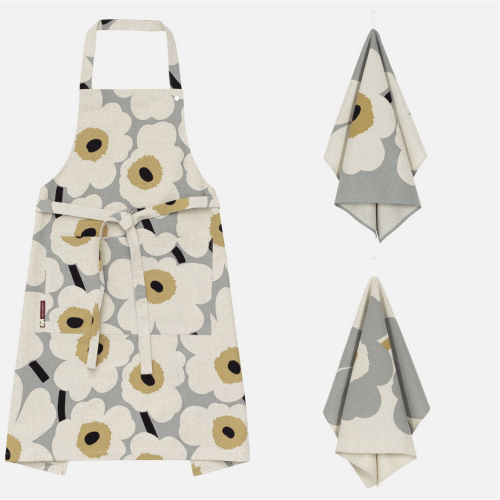 Unikko Anniversary 922 apron and tea towels - Marimekko