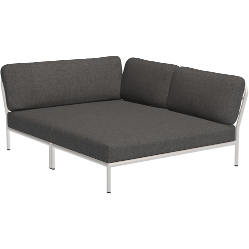 Level sofa – right cozy corner – dark grey Basic fabric (98) + muted white base (43) – Houe