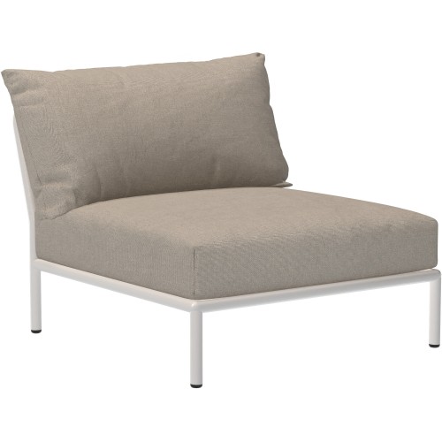 canapé Level 2 – fauteuil / module central – tissu Sunbrella Heritage Ash (92) + base blanc écru (43) – Houe