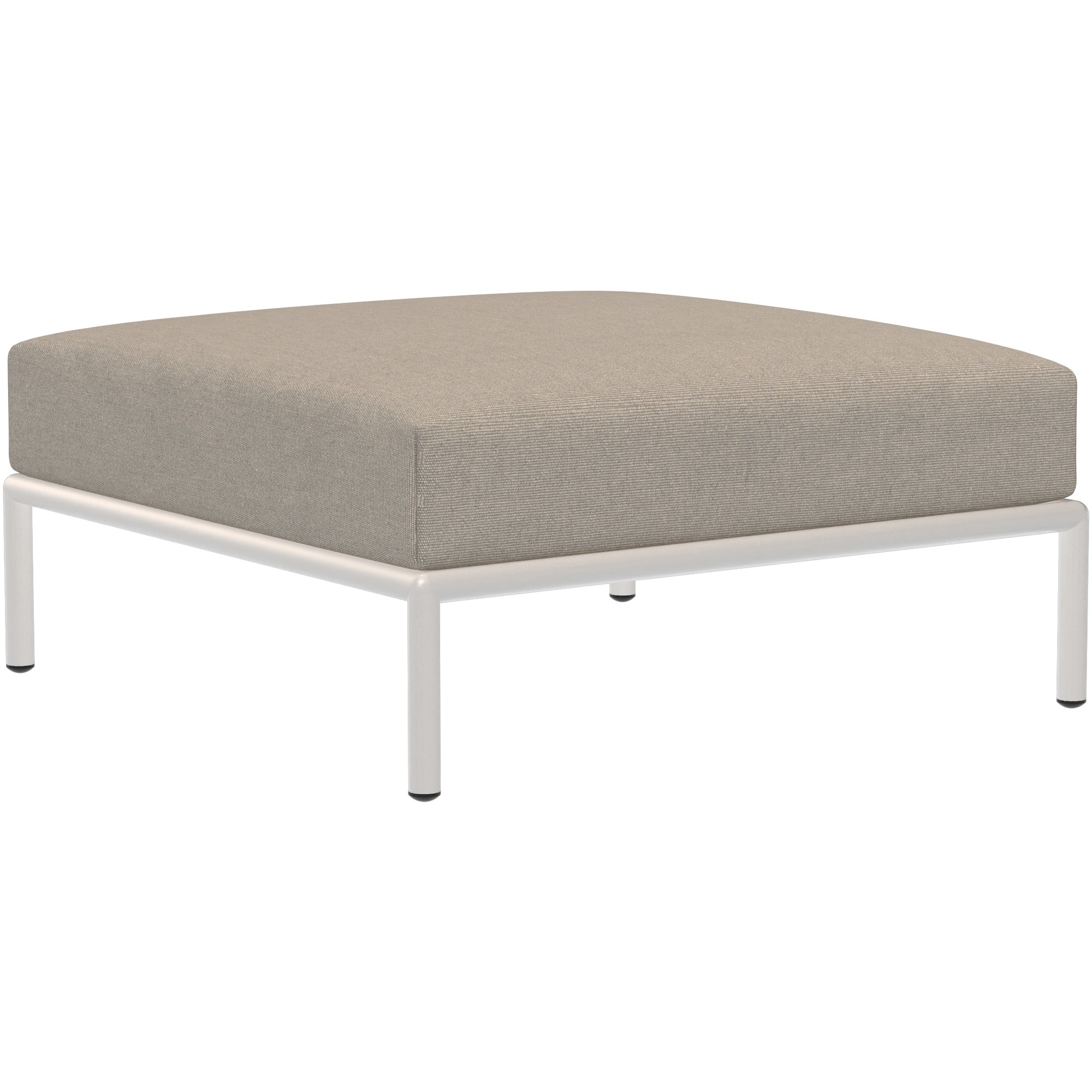 canapé Level 2 – ottoman – tissu Sunbrella Heritage Ash (92) + base blanc écru (43) – Houe