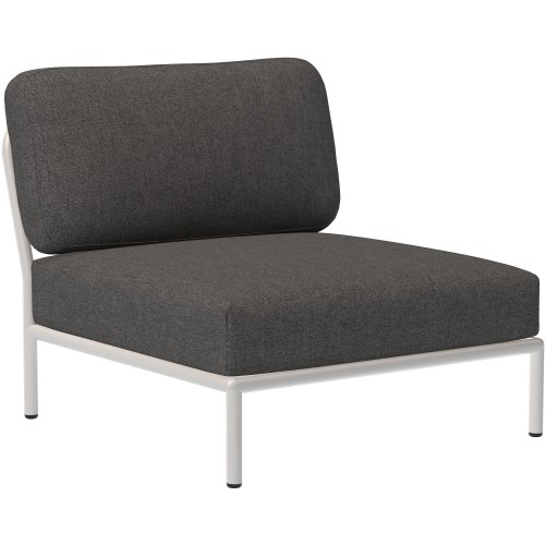 Level sofa – lounge chair / central module – dark grey Basic fabric (98) + muted white base (43) – Houe