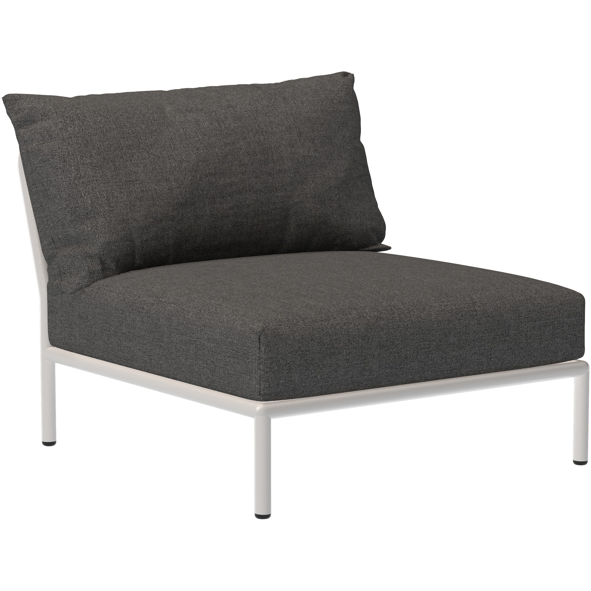 Level 2 sofa – lounge chair / central module – dark grey Basic fabric (98) + muted white base (43) – Houe