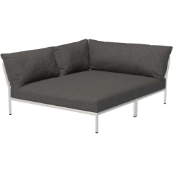 canapé Level 2 – cozy corner gauche – tissu Basic gris foncé (98) + base blanc écru (43) – Houe