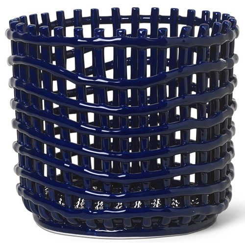 Ceramic basket L - blue - Ferm Living