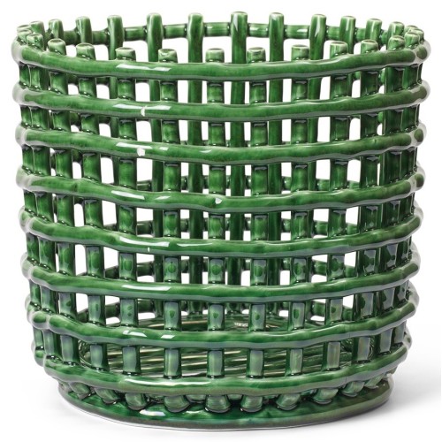 Ceramic basket L - emerald green - Ferm Living