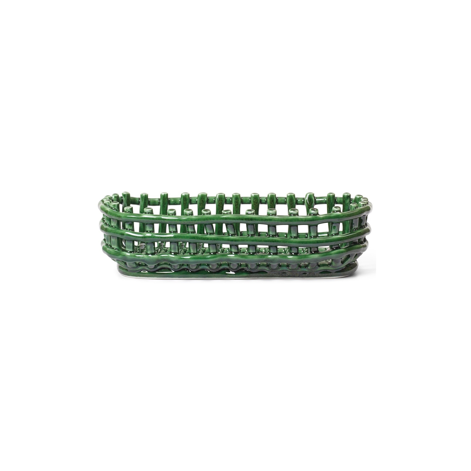 Ceramic basket oval - emerald green - Ferm Living