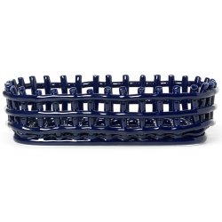 Ceramic basket oval - blue - Ferm Living