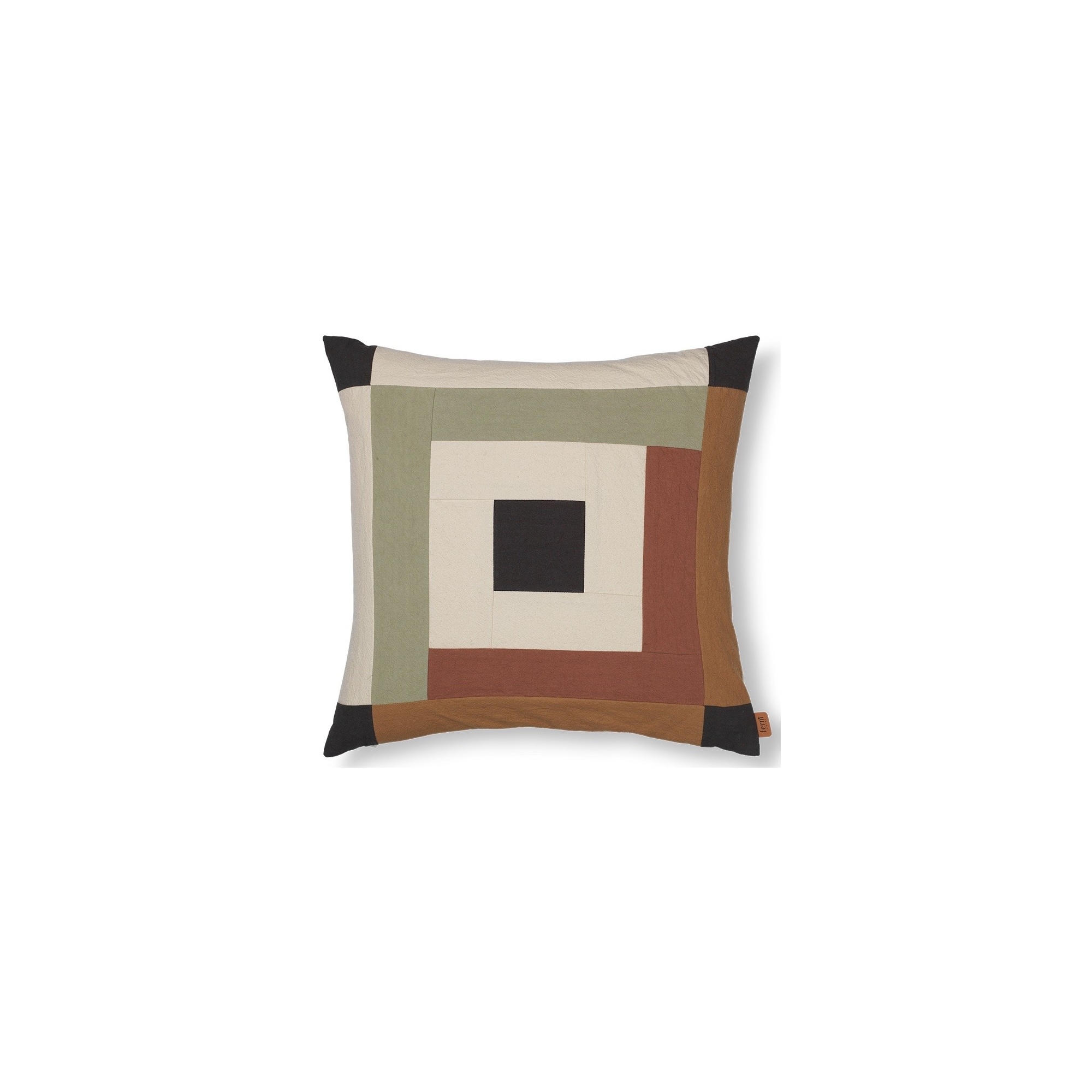 Housse de coussin Border - sauge foncé / rouge marron - Ferm Living