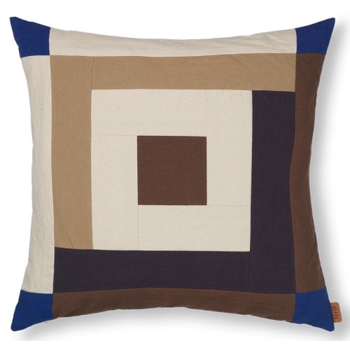 Border Cushion cover - carob brown / bright blue - Ferm Living