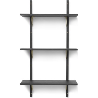 Sector Shelf – Triple and Narrow – Black ash / Brass