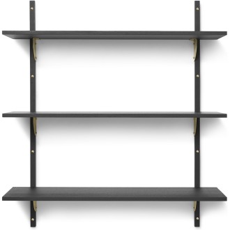 Sector Shelf – Triple and Wide – Black ash / Brass