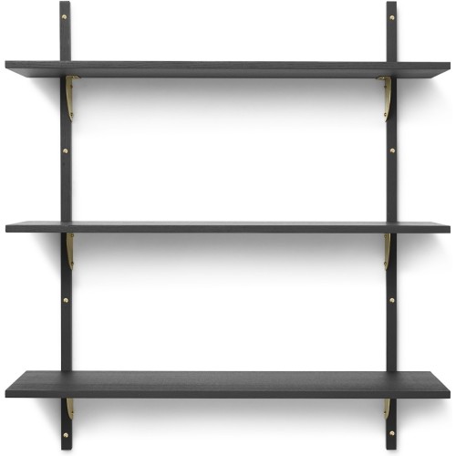 Sector Shelf – Triple and Wide – Black ash / Brass - Ferm Living