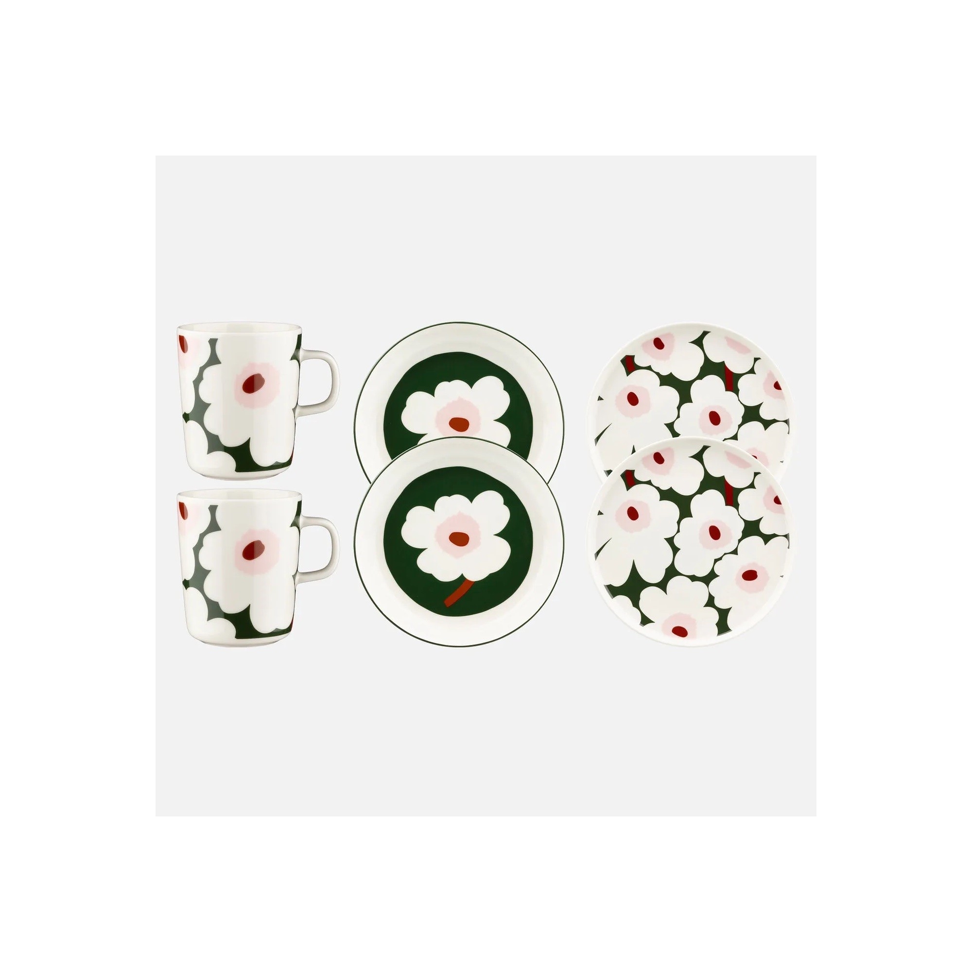 Unikko 163 mug and plate set, 6 pcs - Marimekko