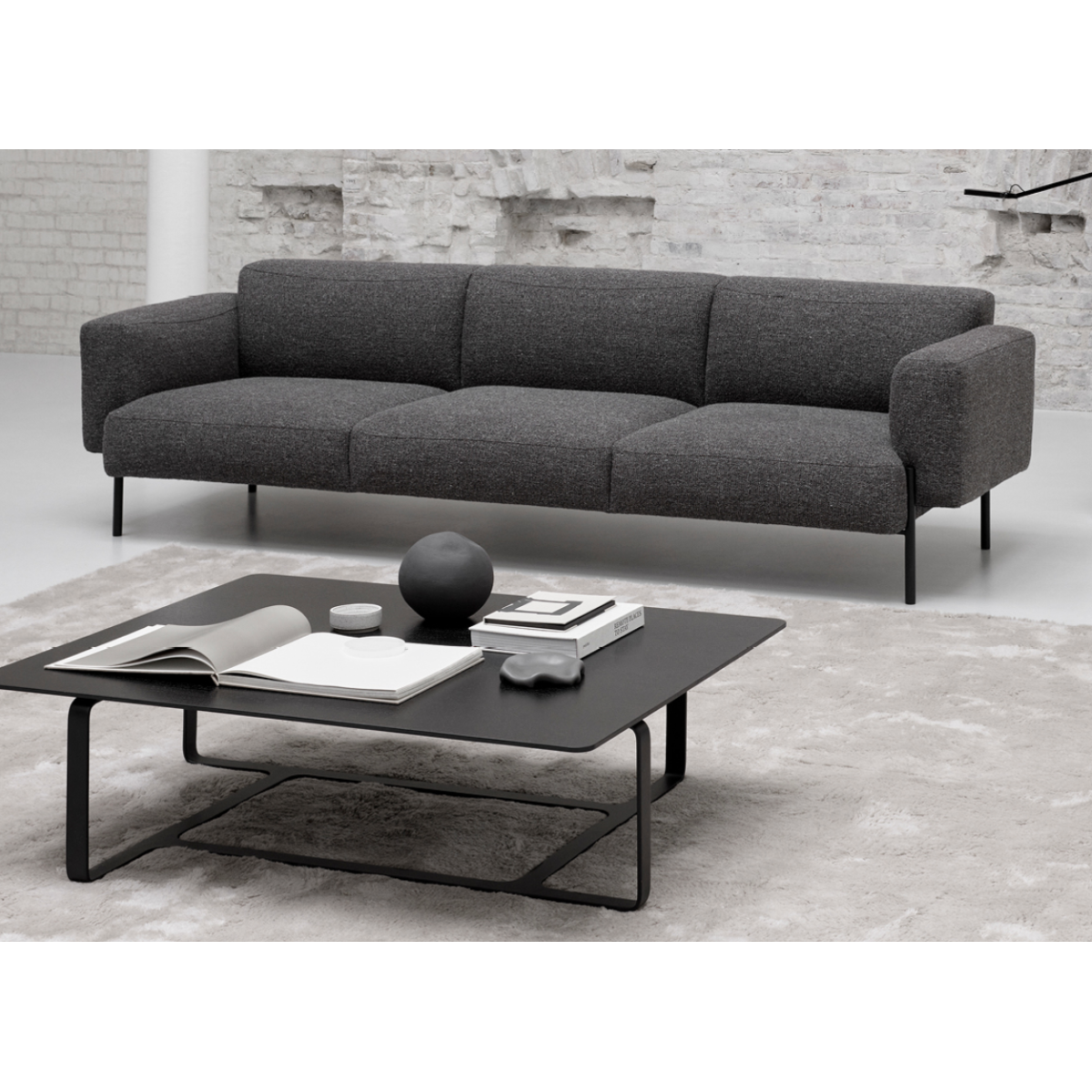 Hang 3-seater sofa - module 6 - Remix 753 fabric / black powder coated legs - OFFER