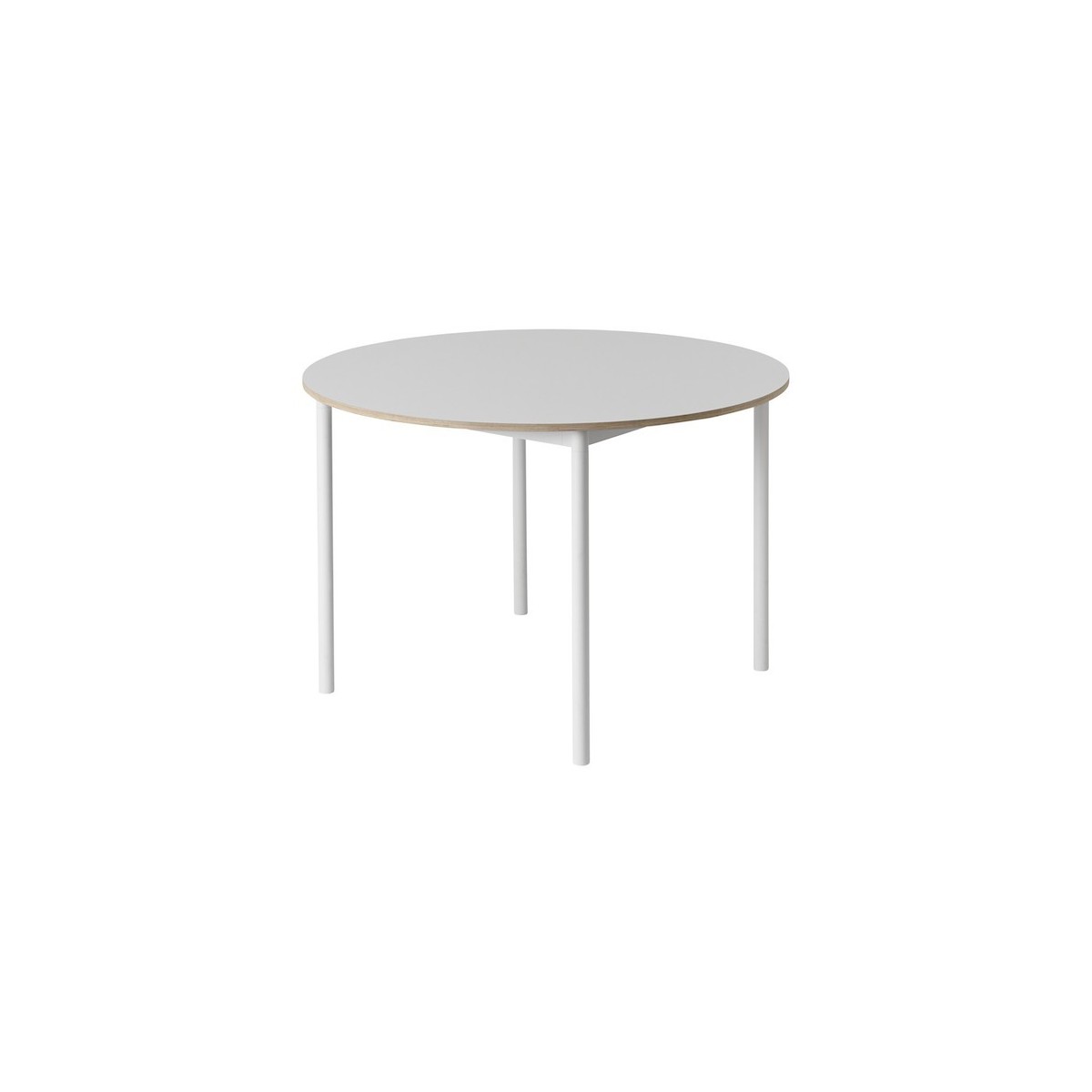 white laminate + plywood edge + white base - Base round table