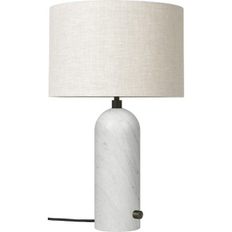 Small Gravity table lamp – White marble + Canvas lampshade