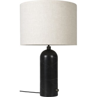 Large Gravity table lamp – Black marble + Canvas lampshade