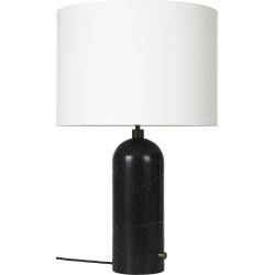 Large Gravity table lamp – Black marble + White lampshade - Gubi