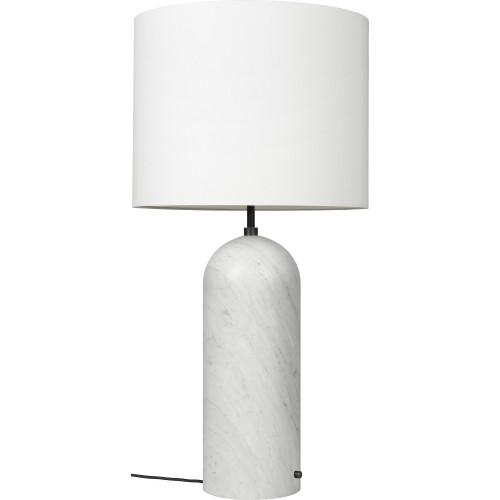 Gravity XL Low, floor lamp – White marble + White lampshade - Gubi