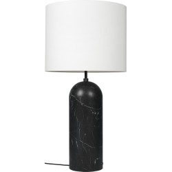 Gravity XL Low, floor lamp – Black marble + White lampshade - Gubi