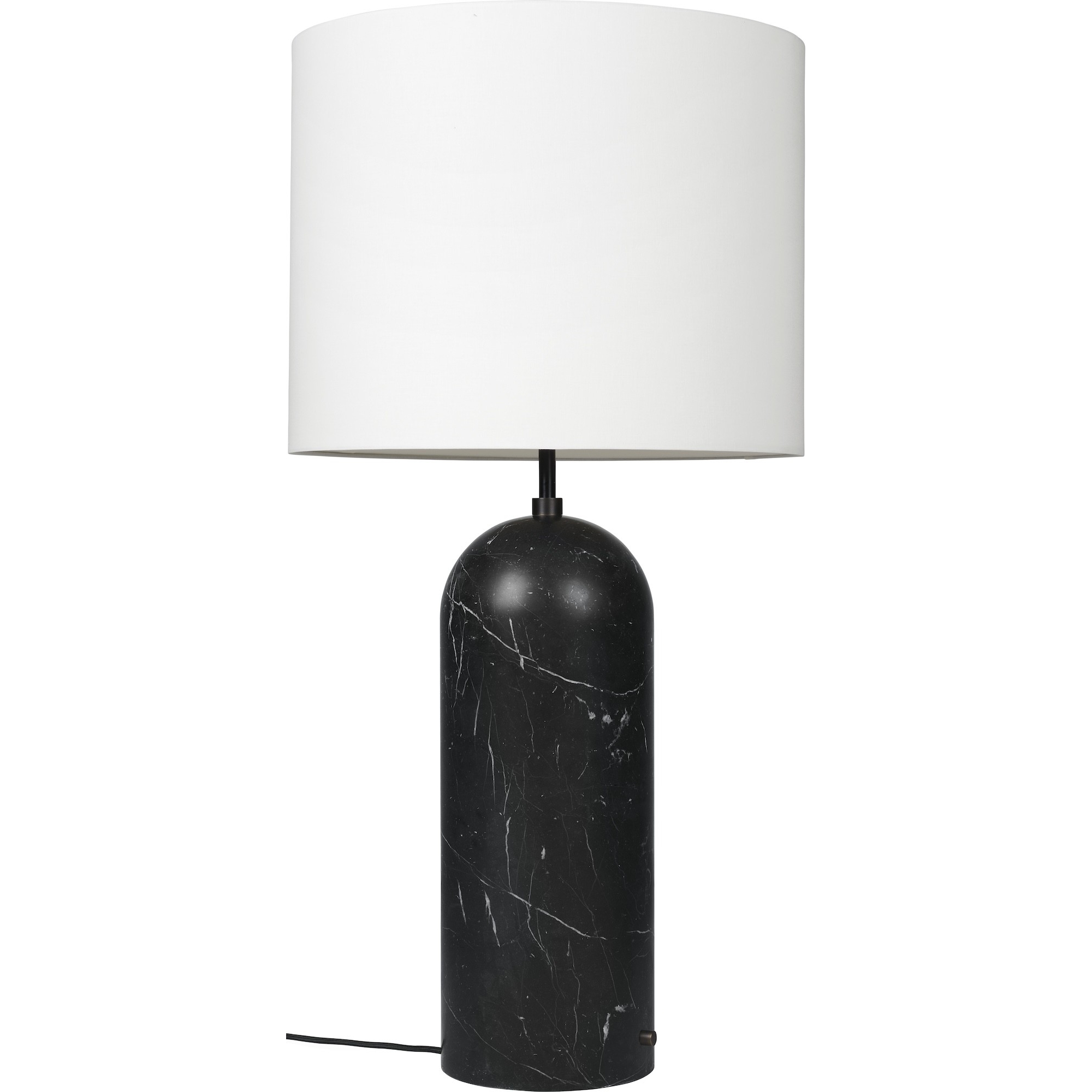 Gravity XL Low, floor lamp – Black marble + White lampshade - Gubi