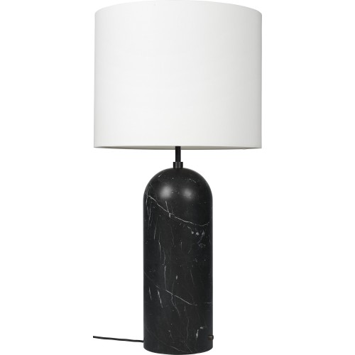 Gravity XL Low, floor lamp – Black marble + White lampshade - Gubi