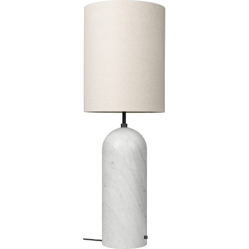 Lampadaire Gravity XL Haut – Marbre blanc + Abat-jour canvas - Gubi