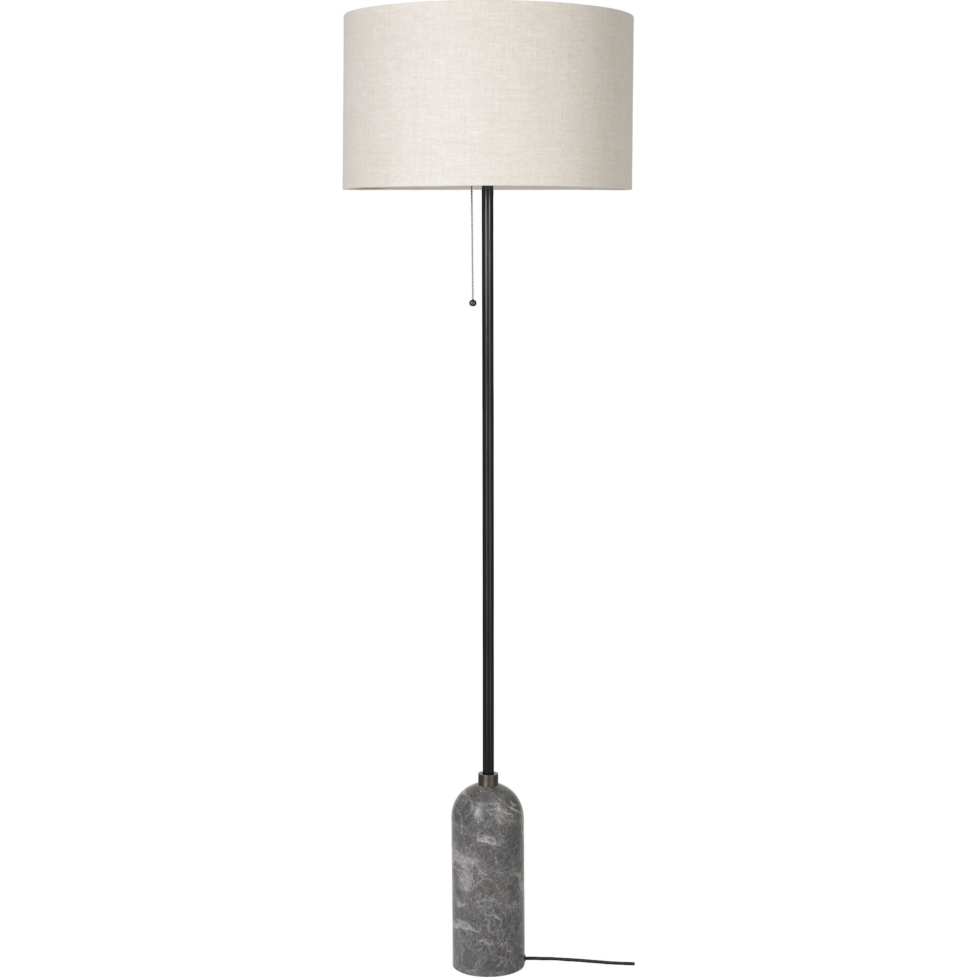 Lampadaire Gravity – Marbre gris + Abat-jour canvas - Gubi