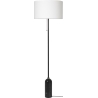 Gravity floor lamp – Black marble + White lampshade - Gubi