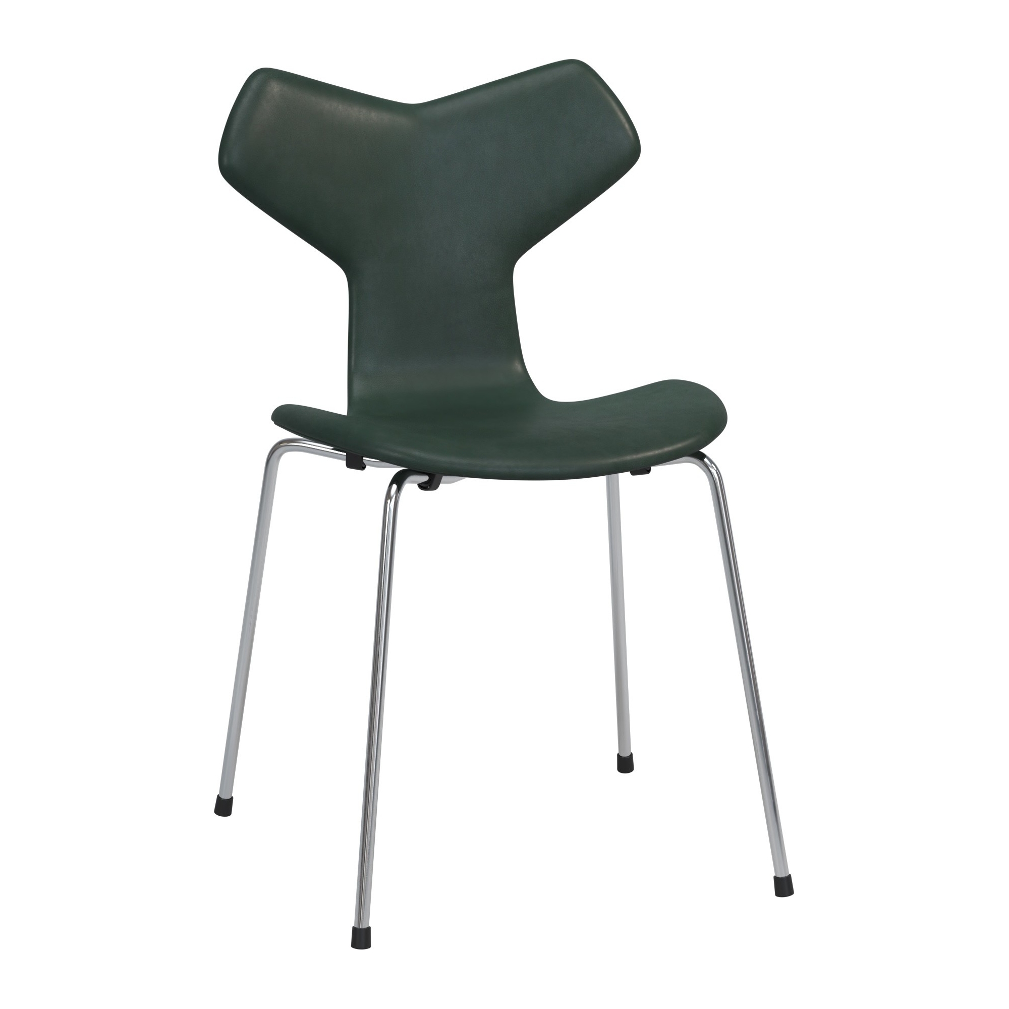 Chaise Grand Prix Édition Spécial – Pied métal, Sans accoudoir – cuir Pure Vert forêt - Fritz Hansen