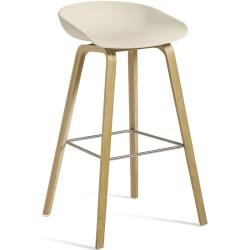 AAS32 Bar stool -Melange Cream shell + Oak base - H65 - Plastic gliders - OFFER