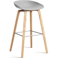 AAS32 Bar stool Concrete grey shell + Oak base - H65 - Plastic gliders - OFFER