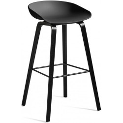 AAS32 Bar stool Black shell + Black stained oak base - H65 - Plastic gliders - OFFER