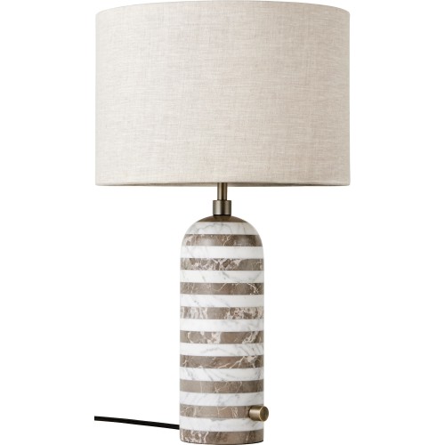 Small Gravity table lamp – Grey and White marble + Canvas lampshade - Gubi