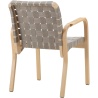 Armchair 45 – Natural / Black linen webbing + Natural lacquered birch + rattan armrests - Artek