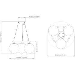 Nuura – Suspension Miira 3 Circular, laiton et verre opal blanc