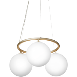 Nuura – Miira 3 Circular pendant, brass and white opal glass