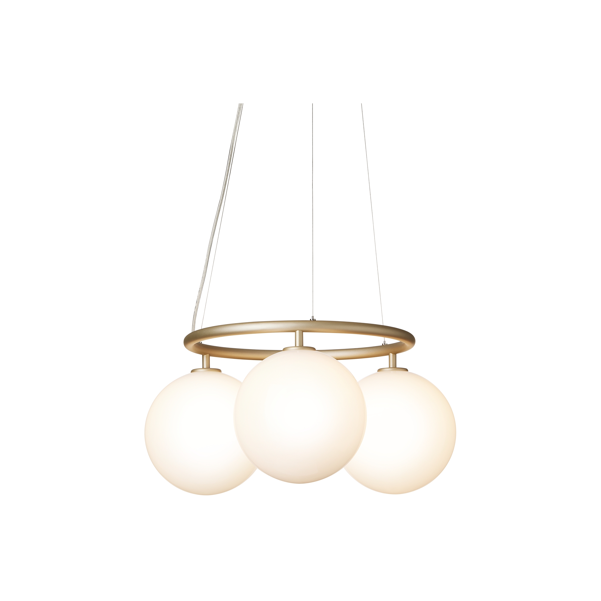 Nuura – Miira 3 Circular pendant, brass and white opal glass