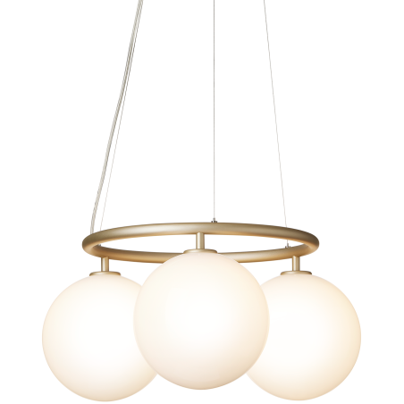 Nuura – Suspension Miira 3 Circular, laiton et verre opal blanc