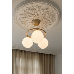 Nuura – Miira 3 Circular pendant, brass and white opal glass