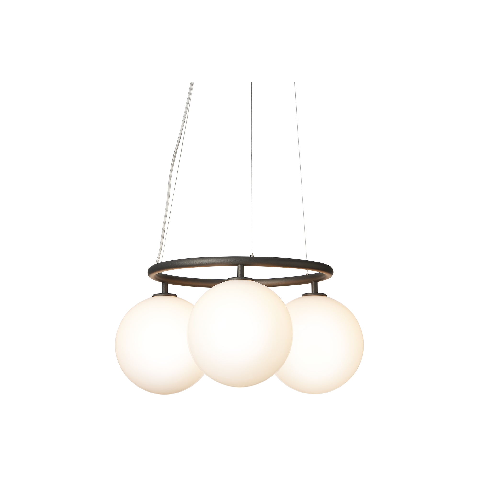 Nuura – Miira 3 Circular pendant, rock grey and white opal glass