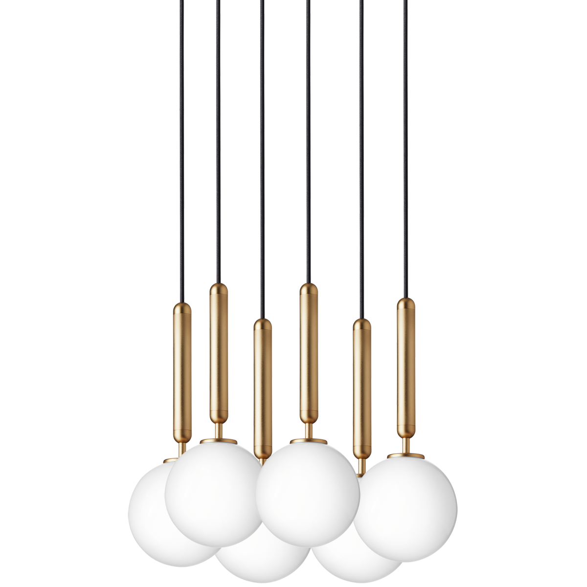 Nuura – Miira 6 pendant, brass and white opal glass