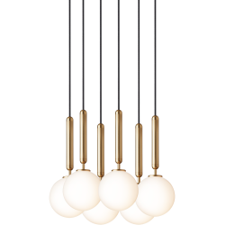 Nuura – Miira 6 pendant, brass and white opal glass