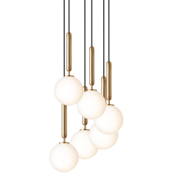 Nuura – Suspension Miira 6, laiton et verre opal blanc