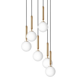 Nuura – Suspension Miira 6, laiton et verre opal blanc