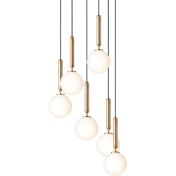 Nuura – Miira 6 pendant, brass and white opal glass